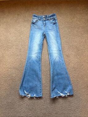 KanCan Light Blue Distressed Flared Jeans